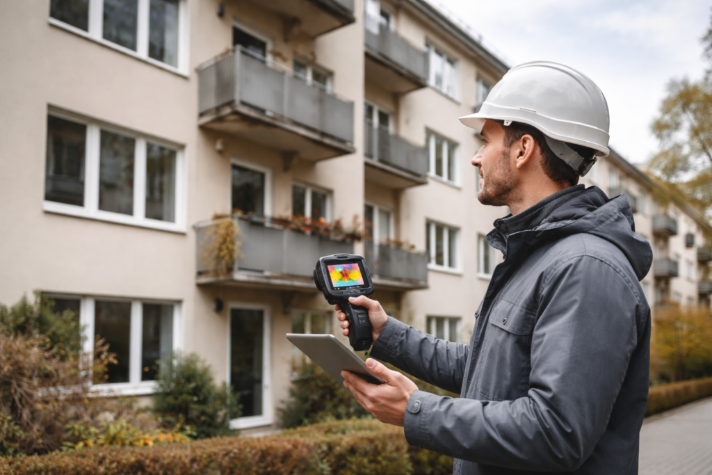 Geförderte Energieberatung für Eigentümergemeinschaften bei thermischer Analyse eines Mehrfamilienhauses